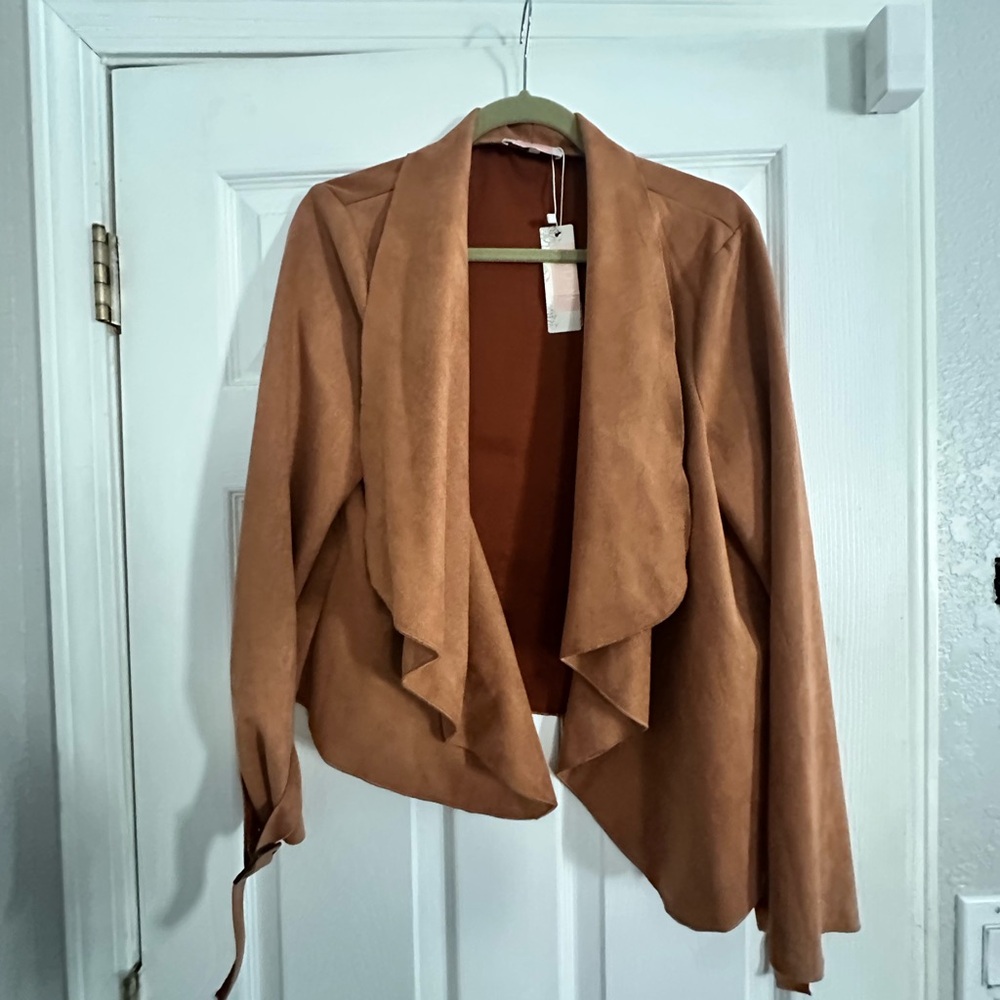 Elegant Women's Brown Drape Blazer